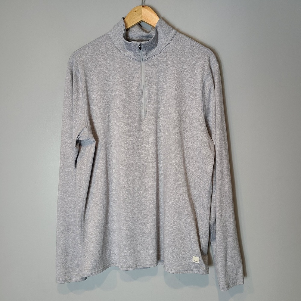 Vuori Pullover Men's Large Gray Performance Ponto Half Zip Mock Neck